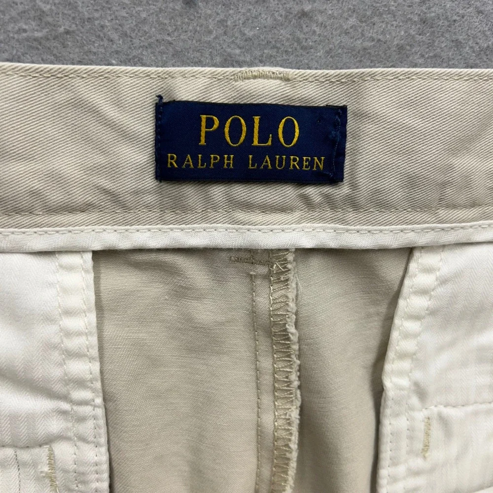 Polo Ralph Lauren Mens Khaki‎ Chino Shorts Size 33 Tan Cotton Flat Front 1633